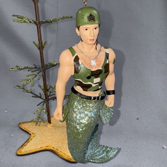December Diamonds 2006 SARGE Merman Ornament RETIRED Camo Green Tail #55-90318 - Picture 2 of 8